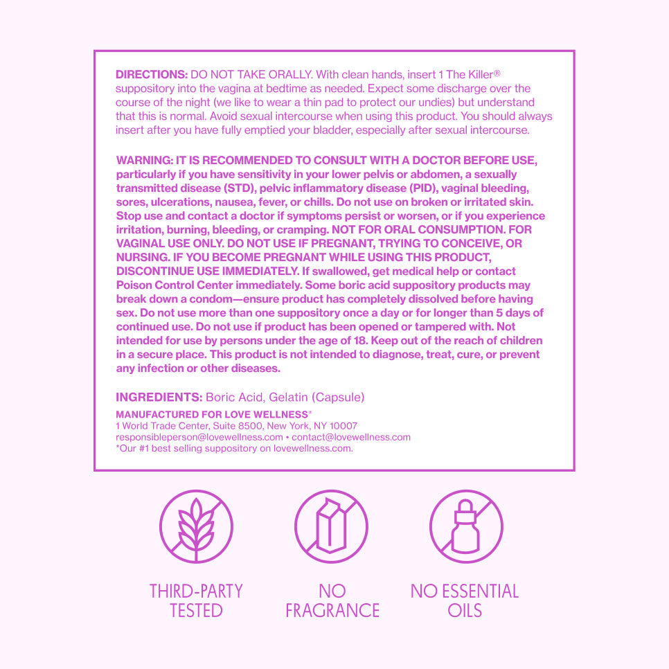 The Killer® Boric Acid Suppositories (YYZ3)